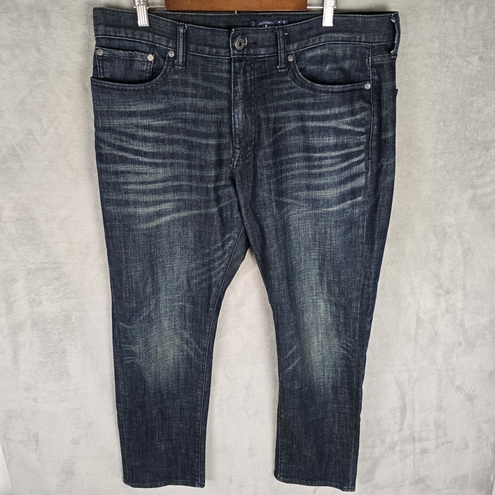 Lucky Brand Mens 410 Athletic Fit Dark Wash Indigo Denim Jeans 36x30 Tapered Leg